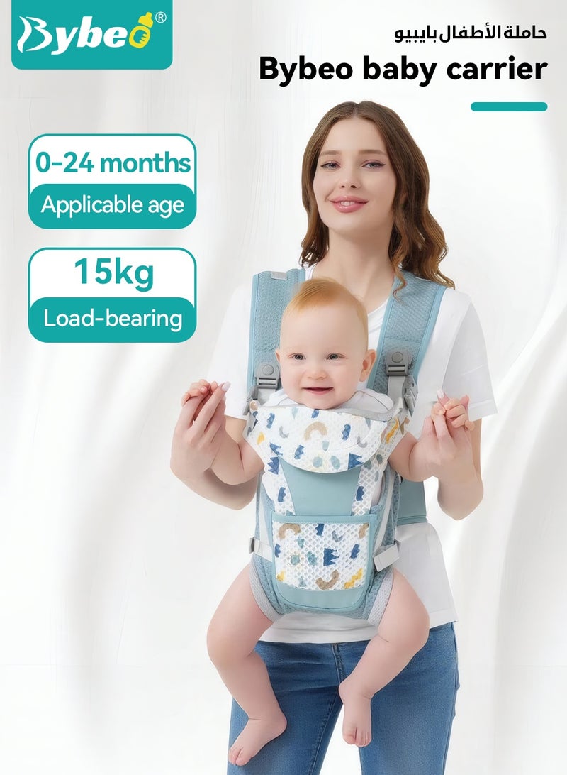 Bybeo Baby Carrier, Baby Wraps Carrier with 2 Bibs and 2 Rattle Toys Set, Ergonomic Babywearing, Adjustable Infant Carrier Slings for Newborn to Toddler, Front and Back Use for Dad and Mom - Image 2